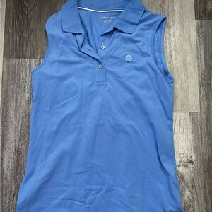 Women's Blue Sleeveless Polo Shirt